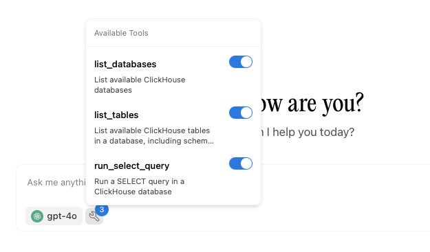 ClickHouse MCP 서버 도구