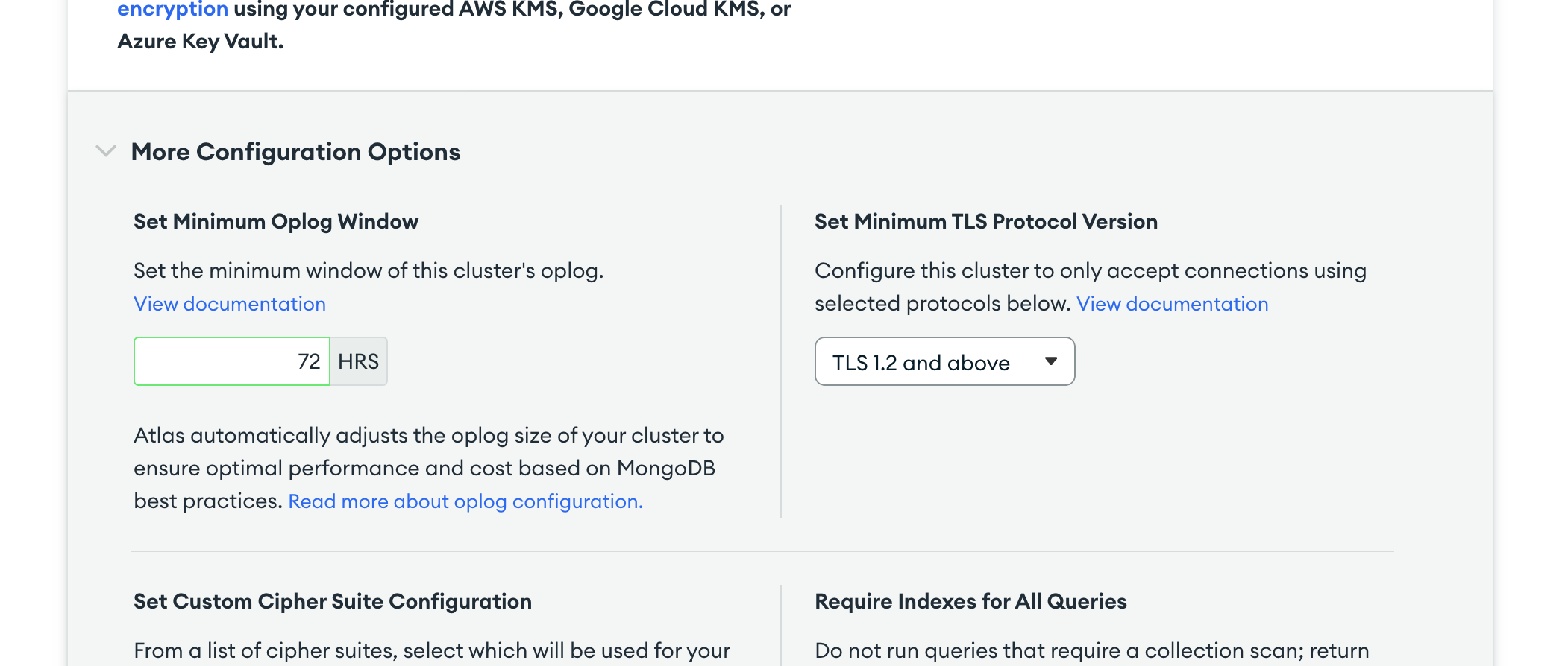 oplog 보존 시간 설정