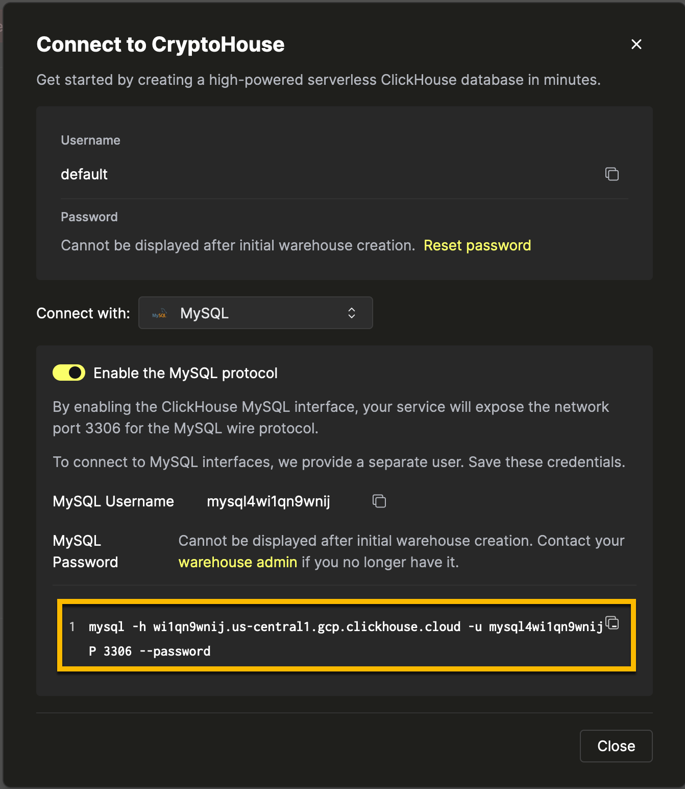 자격 증명 화면 - 연결 문자열