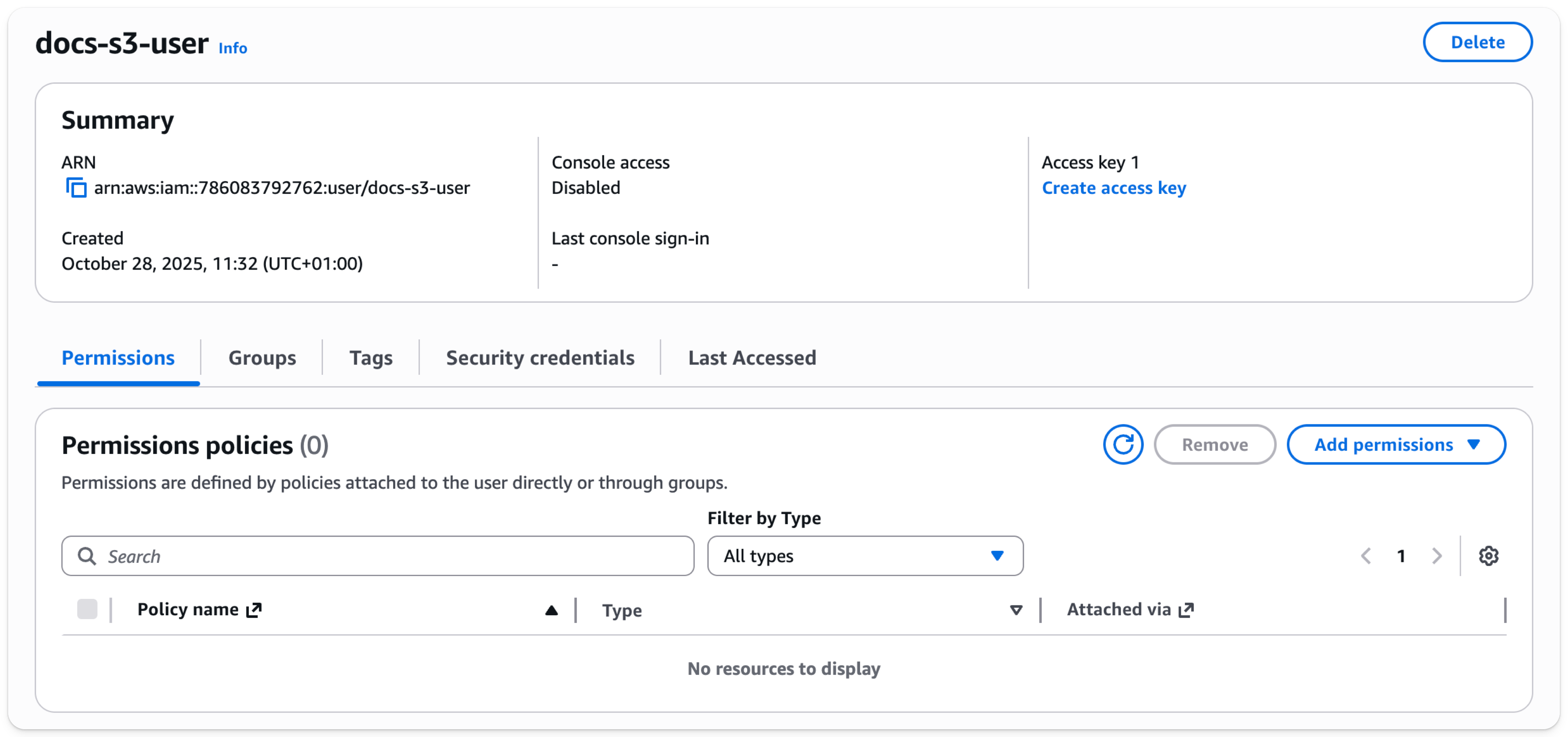 AWS IAM 관리 콘솔 - 새 사용자 추가
